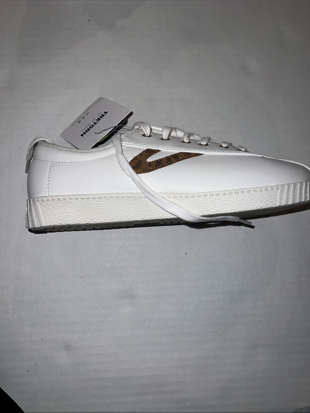 Tretorn White Low-Top Sneakers with Brown Side Detail